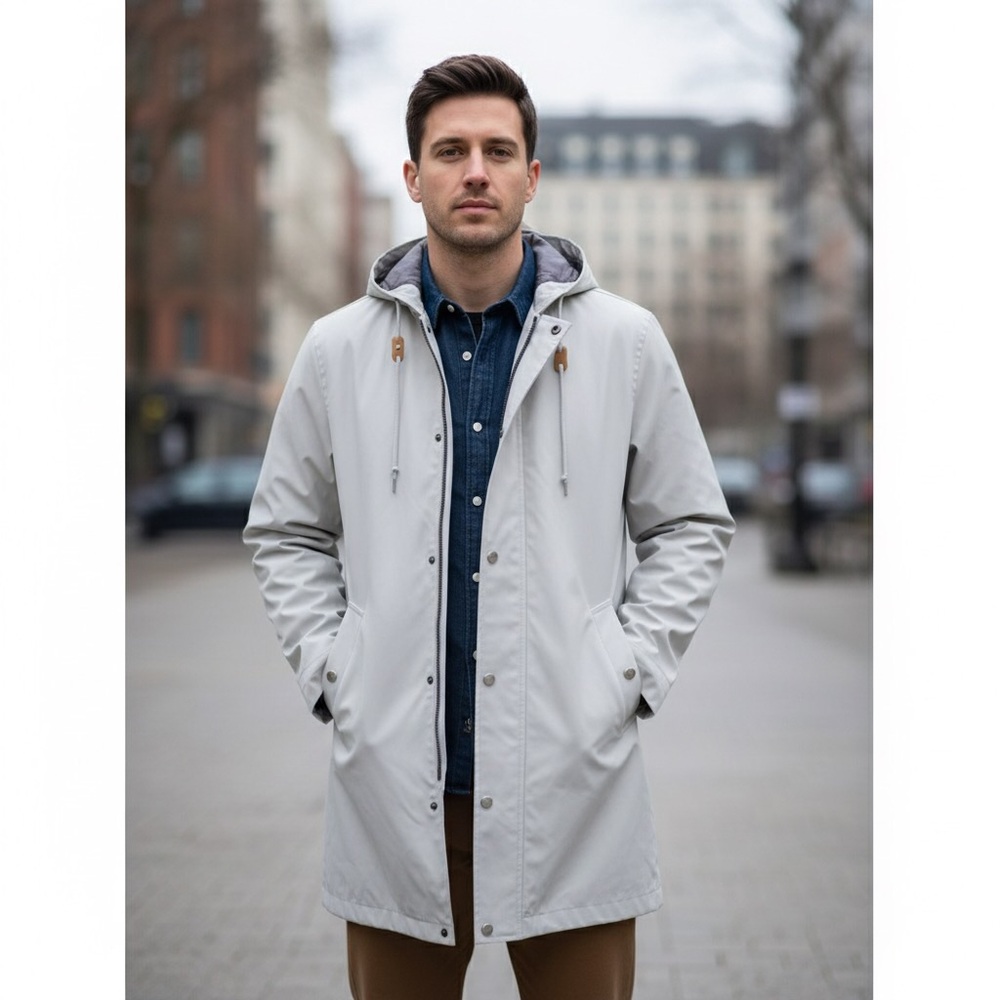 Levi’s Men’s Short Mackintosh Zip Up Coat With Hood Size L